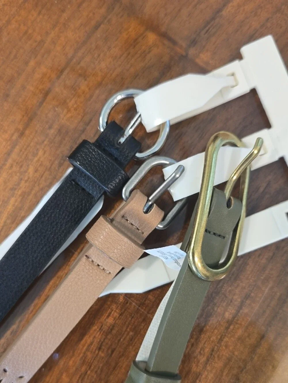 NWT No Boundaries 3-Pack Slim Belts — Black, Tan, Olive Green